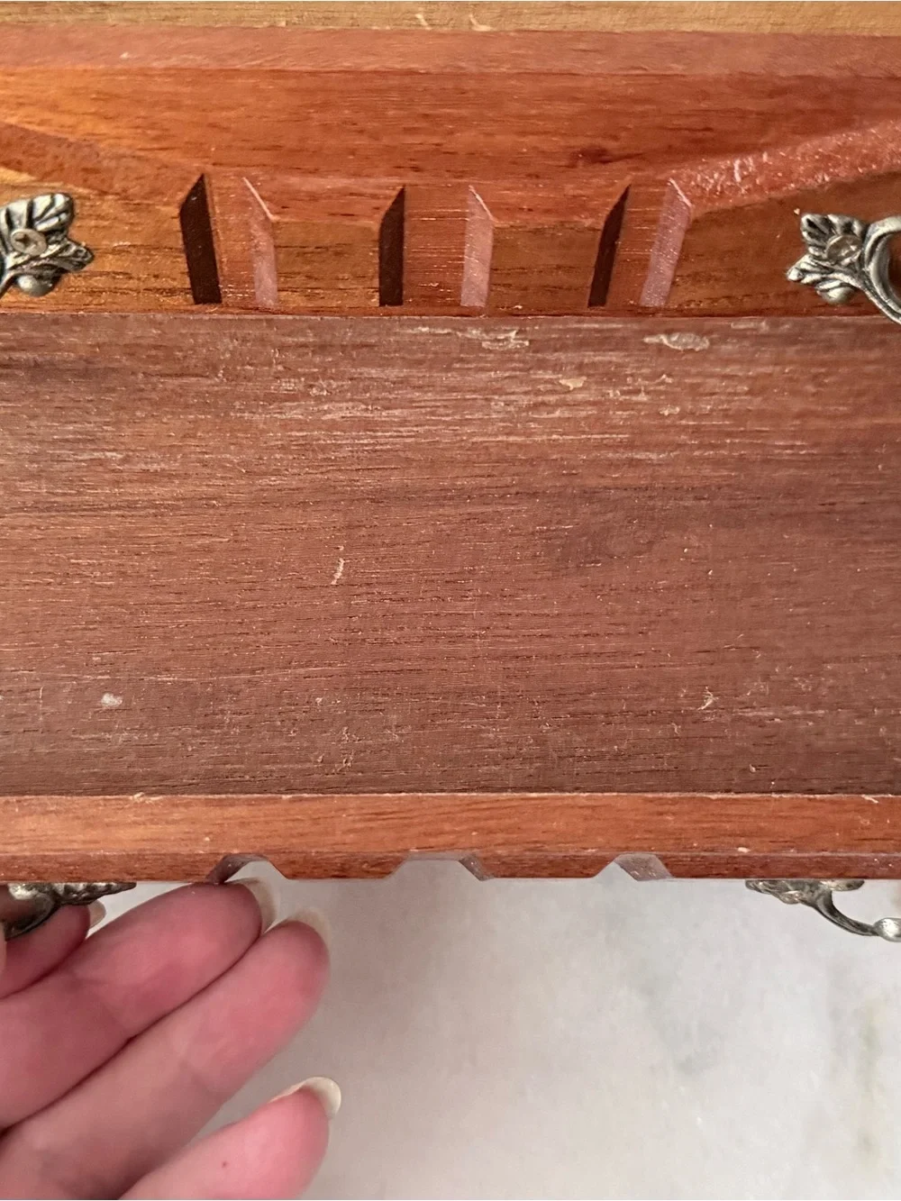 Wooden Jewelry Box with Brass Accents - Brown